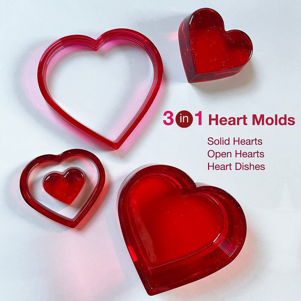 Heart FLAT Molds, 3 Sizes